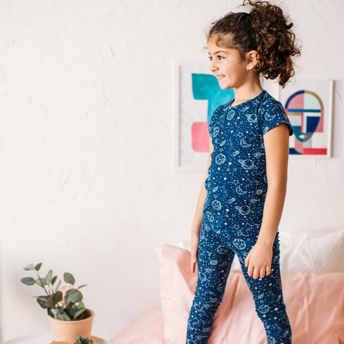 Girls summer pajama set Space t-shirt + leggings